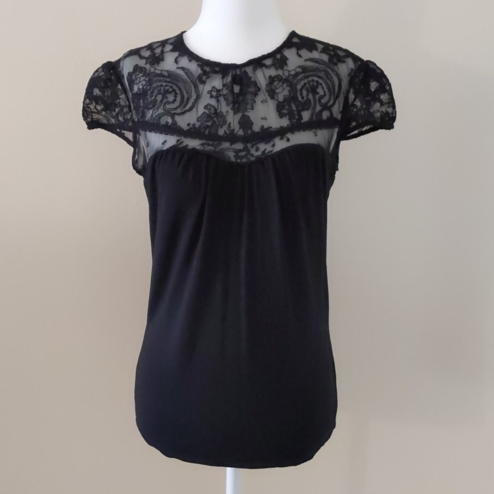 Ralph Lauren black lace detail top